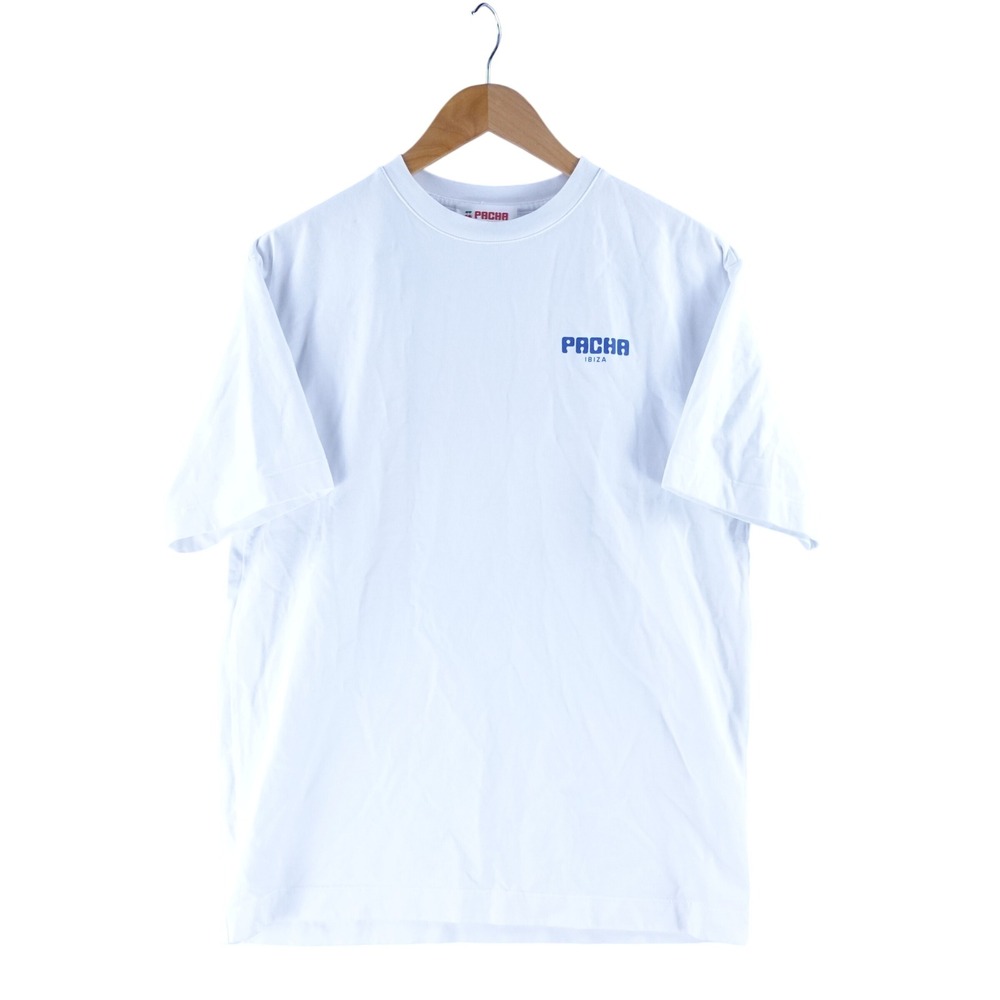 Pacha Ibiza Mens Small White Spreading Love Cherry Heart Graphic T-Shirt